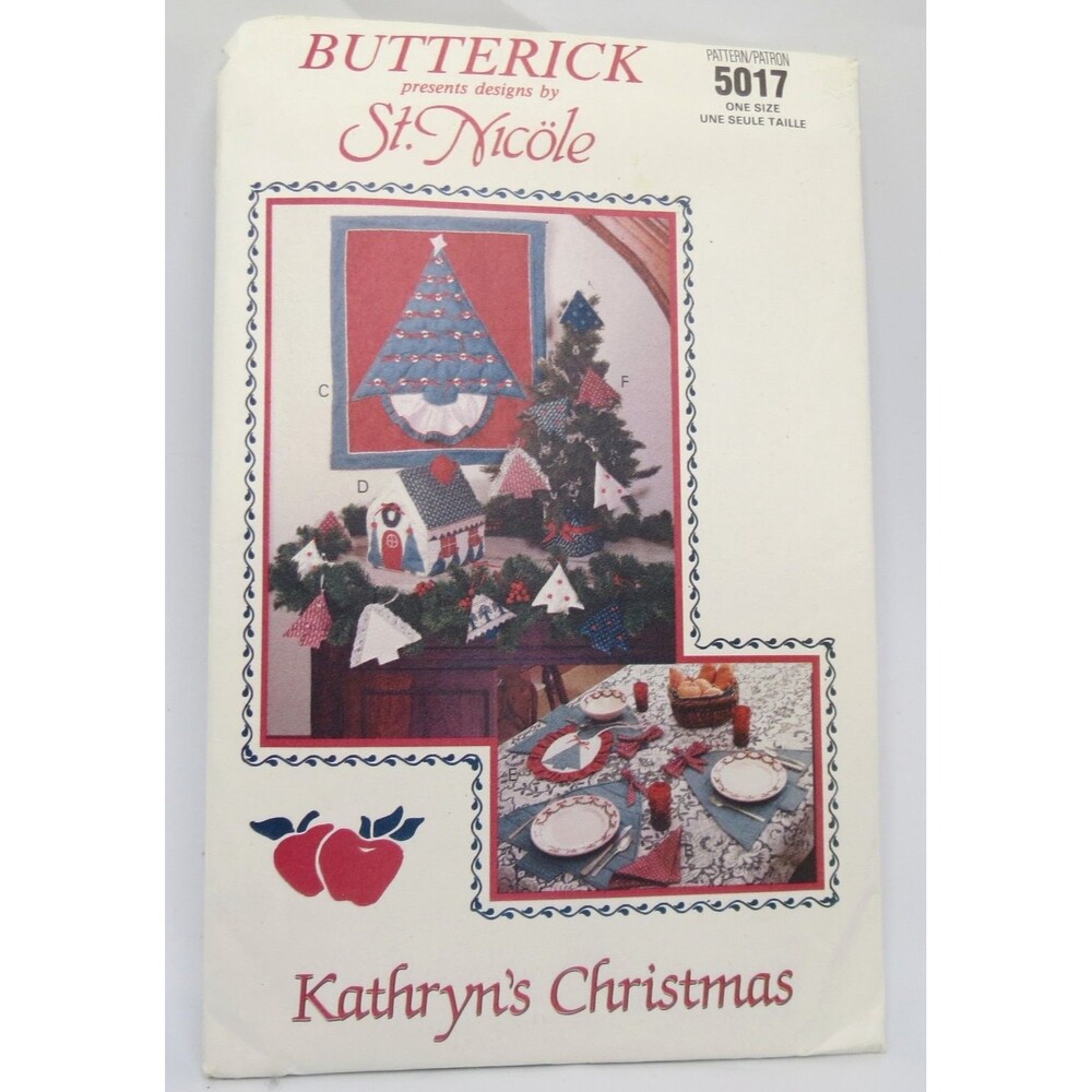 Butterick 5017 Christmas Decor Table Runner Wall Hanging Ornaments ONE SIZE